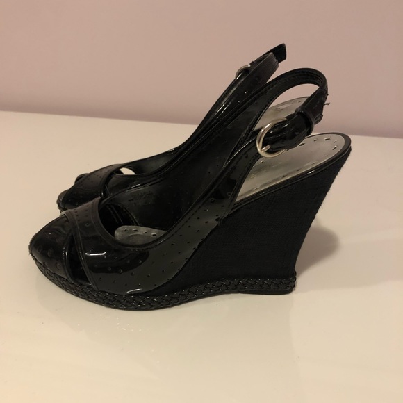 BCBG Black Patent Leather Wedges, size 8 - Picture 2 of 5